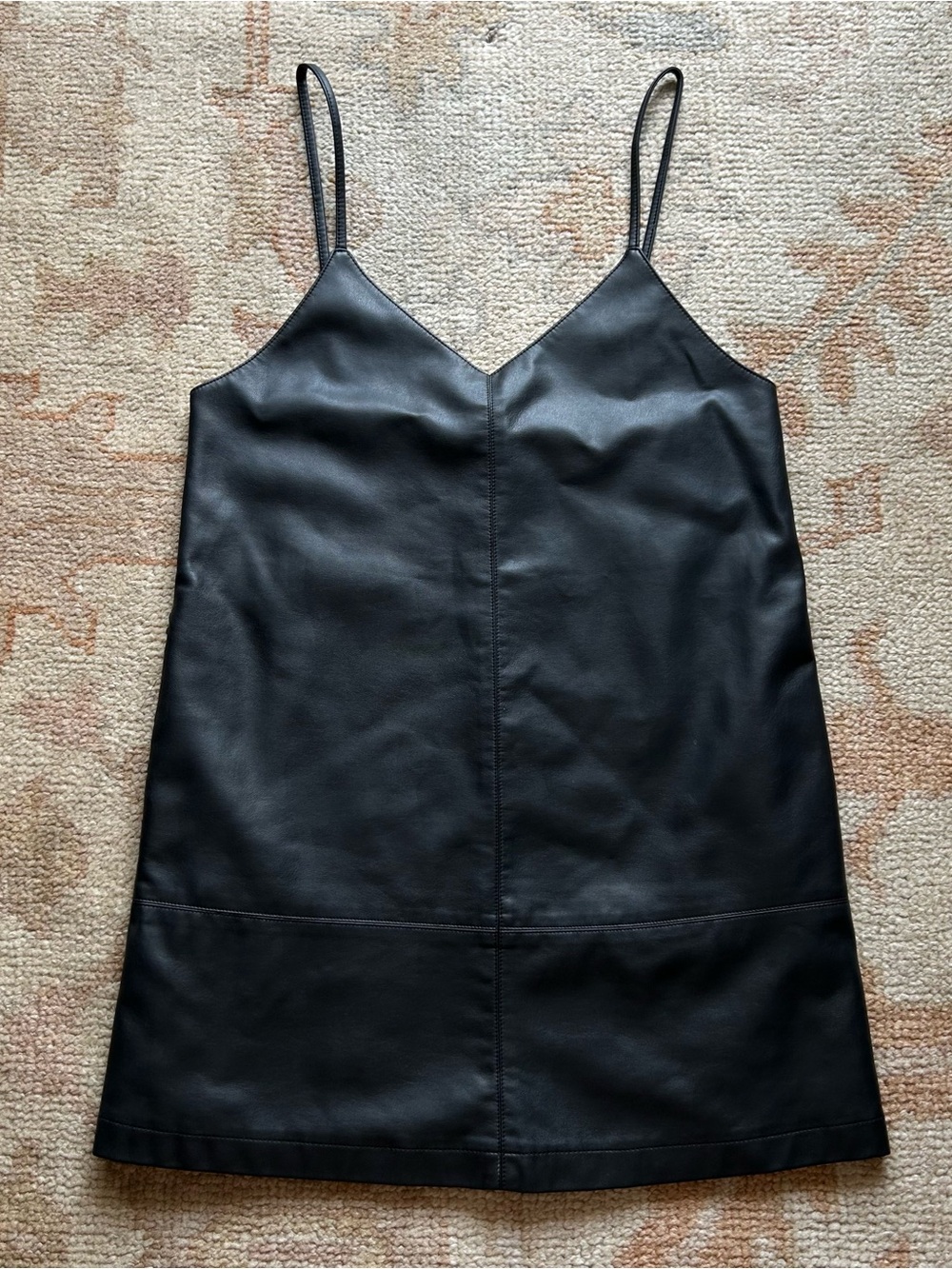 Free People Black Faux Leather Mini Dress XS Fits S Y2K Indie Sleaze Slip Dress